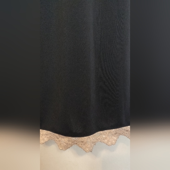 Vintage Fredericks of Hollywood Black Slip Negligee Dress LACE UP BACK Large - Picture 6 of 16